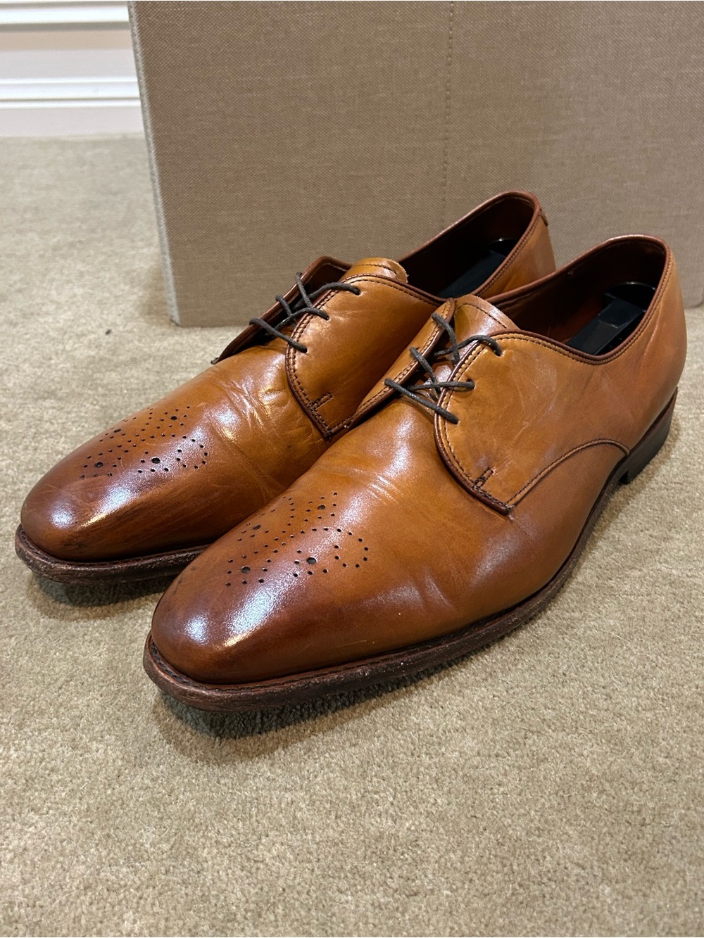 Allen Edmonds Flatiron Men's Sz 11.5 D Cognac Leather  Brogue Dress Shoes